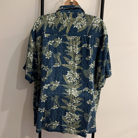 Kahala Hawaiian Islands Floral Shirt Blue Green Rayon Button Men Size XL - Picture 4 of 6